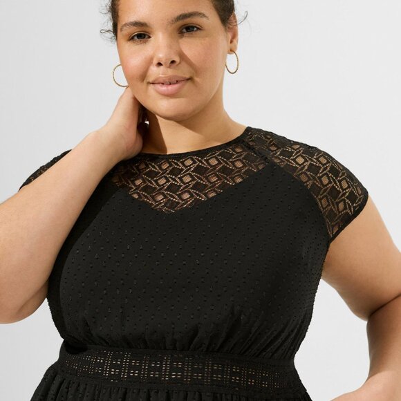 NWT Torrid Mini Clip Dot Crochet Lace Skater Dress - Picture 3 of 5